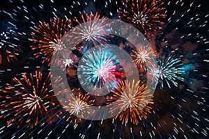 Dynamic New Years fireworks display with bold