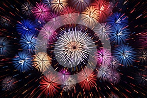 Dynamic New Years fireworks display with bold