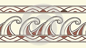 Dynamic Ocean Wave Border Pattern, Decorative Marine Design Vector, vector design Generative AI