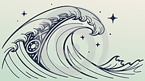 Dynamic ocean wave with intricate patterns, artistic flow. vector design Generative AI
