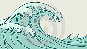 Dynamic Ocean Wave, Powerful Sea Energy, vector design Generative AI