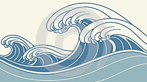 Dynamic Ocean Waves with Foam and Motion, vector design Generative AI