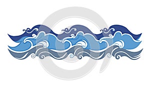 Dynamic Ocean Waves Pattern Border, vector design Generative AI