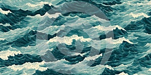 Dynamic ocean waves in a seamless repeating pattern Generative AI