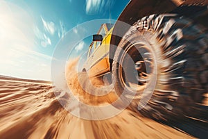 Dynamic Off-Road Safari Adventure in Desert Sands at High Speed