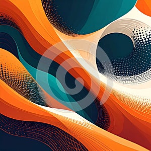 Dynamic Orange and Teal Digital Curves