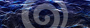 Dynamic particle wave. Futuristic point wave. Flow digital structure. Data technology background. 3D rendering