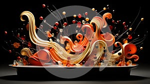 Dynamic Pasta Symphony: In a dynamic culinary choreography, an array of pasta shapes