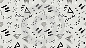 Abstract Geometric Black and White Pattern Featuring Triangles and Squiggles