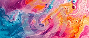 Dynamic Patterns Of Lively Liquids In Fashionable Shades Of Pink, Orange, Blue, And Violet