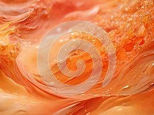 Dynamic peach fuzz color fluid splashing and spraying, abstract background