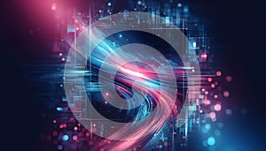 Dynamic pink blue data flow virtual technology visualization