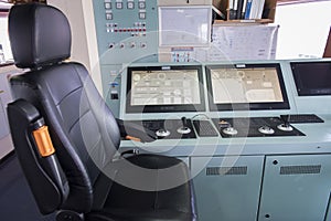 Dynamic position control panel on ship tanker .