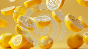 Dynamic poster with floating lemon slices in a dynamic layout