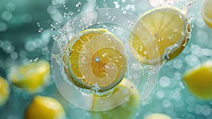 Dynamic poster with floating lemon slices in a dynamic layout