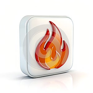 PSD 3D Flame icon isolated on white background