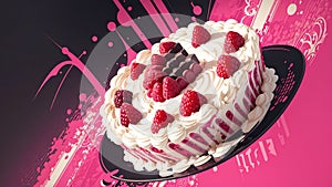Dynamic Raspberry Cake.AI Generated