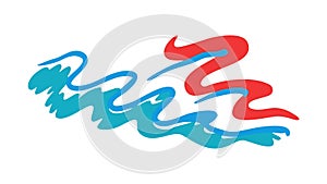 Dynamic Red and Blue Abstract Wave Pattern Vector, vector design Generative AI