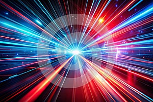 Dynamic Red and Blue Light Beams Abstract Digital Background for Technology Connectivity and Data Flow Visualization