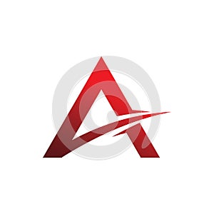 Dynamic red color triangle arrow font letter logo design