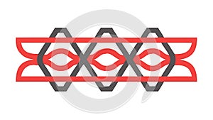 Dynamic Red Geometric Pattern, Interlocking Abstract Design, vector design Generative AI