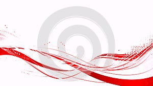 Dynamic Red Waves and Abstract Patterns on White Background