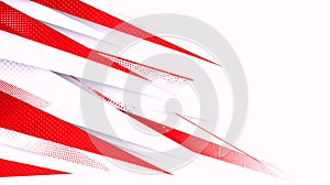 Dynamic Red and White Abstract Geometric Background with Halftone Dots