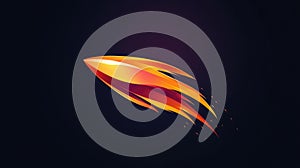 Dynamic Rocket Launch Logo with Aerodynamic Design and Fiery Trail in Detailed 3D Icon Style photo