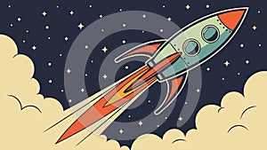 Dynamic Rocket Launch into Starry Space, Cosmic Adventure, vector design Generative AI