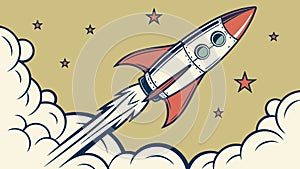 Dynamic Rocket Liftoff with Stars, Space Launch, Ambition, Future Exploration, vector design Generative AI