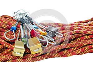 Dynamic rope and set of climbing chocks