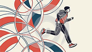 Dynamic Runner with Abstract Geometric Background, vector design Generative AI