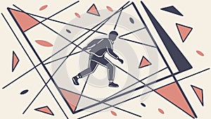 Dynamic Runner in Abstract Geometric Landscape, vector design Generative AI