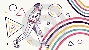 Dynamic runner on abstract geometric path. Speed and modern athleticism, vector design Generative AI
