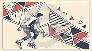 Dynamic Runner on Abstract Geometric Path, Speed and Progress, vector design Generative AI