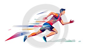 Dynamic Runner Athlete Sprinting Motion Graphic Vector, vector design Generative AI