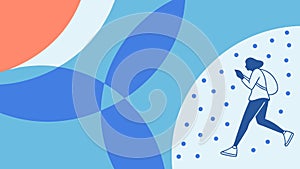 Dynamic Runner Silhouette with Abstract Geometric Background, vector design Generative AI