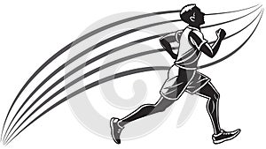 Dynamic Runner Silhouette with Motion Blur Effect, vector design Generative AI