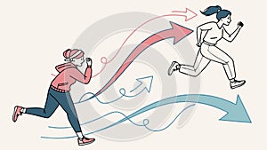 Dynamic Runners with Progress Arrows, vector design Generative AI