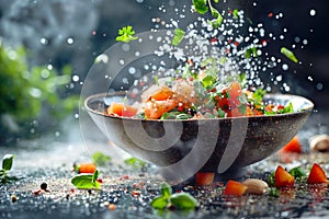 Dynamic Salad Toss with Fresh Herbs and Spices.