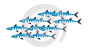 Dynamic School of Blue Fish Vector Pattern for Ocean Art, vector design Generative AI