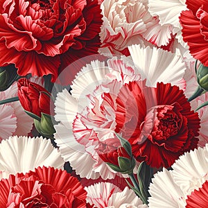 Dynamic Seamless Carnations Flowers Pattern
