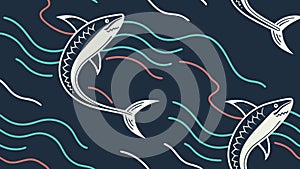 Dynamic Sharks in Ocean Pattern, vector design Generative AI