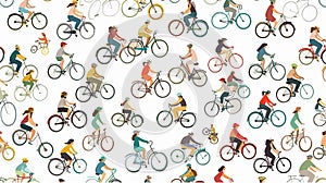 Dynamic Seamless Pattern of Various Cyclists in Action