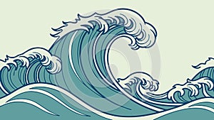 Powerful Ocean Waves, Dynamic Seamless Marine Vector Pattern, vector design Generative AI