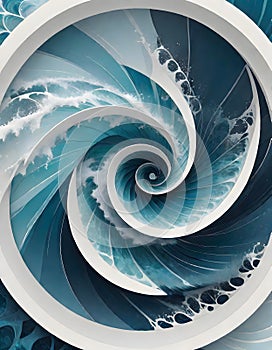 Dynamic and serene abstract oceanic vortex artistry, Generative AI