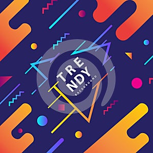 Dynamic shapes form with irregular parallel rounded lines with triangle frames line and trendy shapes Element