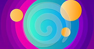 Dynamic shapes move abstract circles, and a funky, colorful bg. photo