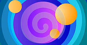 Dynamic shapes move abstract circles, and a funky, colorful bg. photo