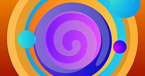 Dynamic shapes move abstract circles, and a funky, colorful bg. photo